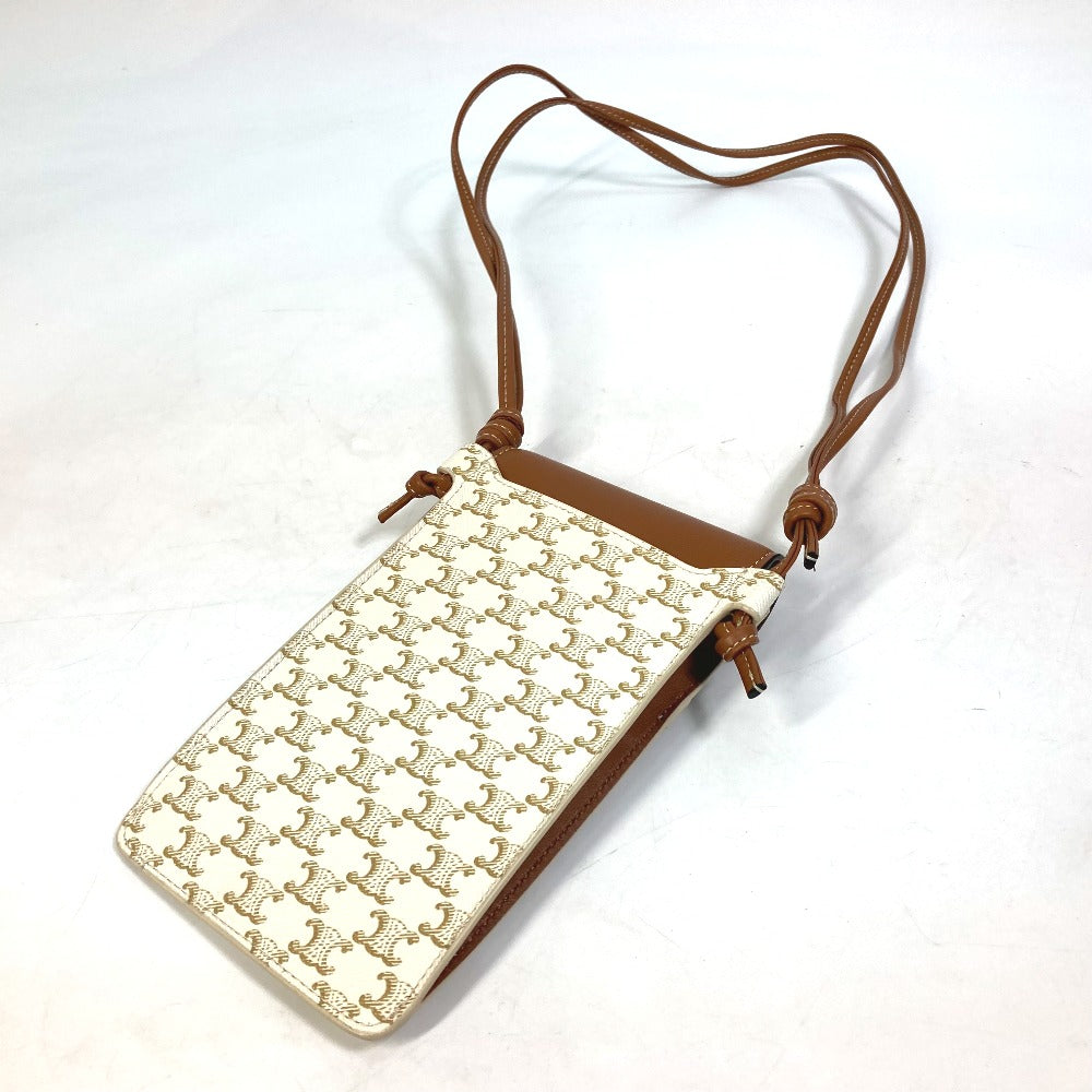 CELINE Mobile case 10G332CQD PVC / nylon beige triomphe phone case bail pouch Women