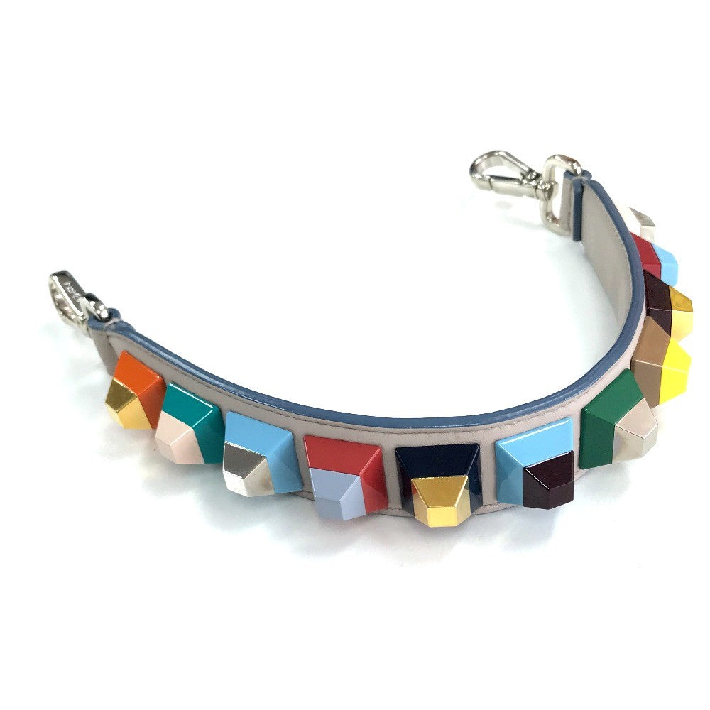 FENDI Shoulder strap leather Gray x multicolor Strap you Women