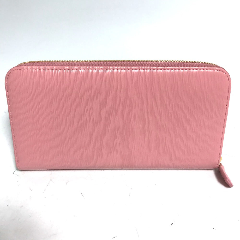 PRADA Long Wallet Purse leather pink logo Long wallet Women