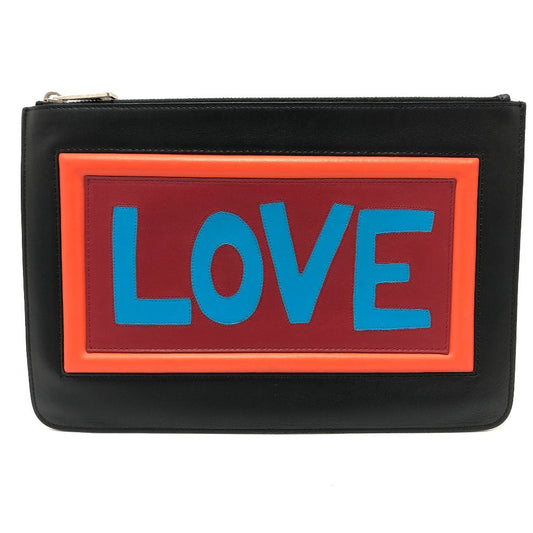 FENDI Clutch bag 7N0078 leather black LOVE mens