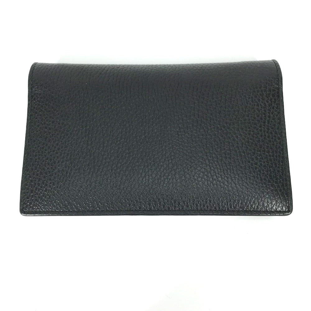 GUCCI Shoulder Bag 510314 leather black Interlocking G Chain wallet Women