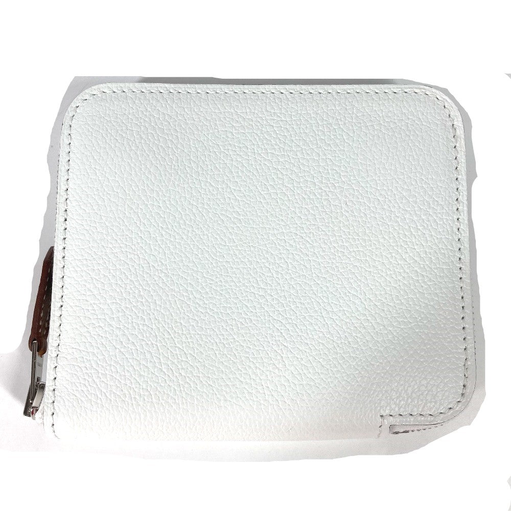HERMES Coin case leather white Azap silk in compact