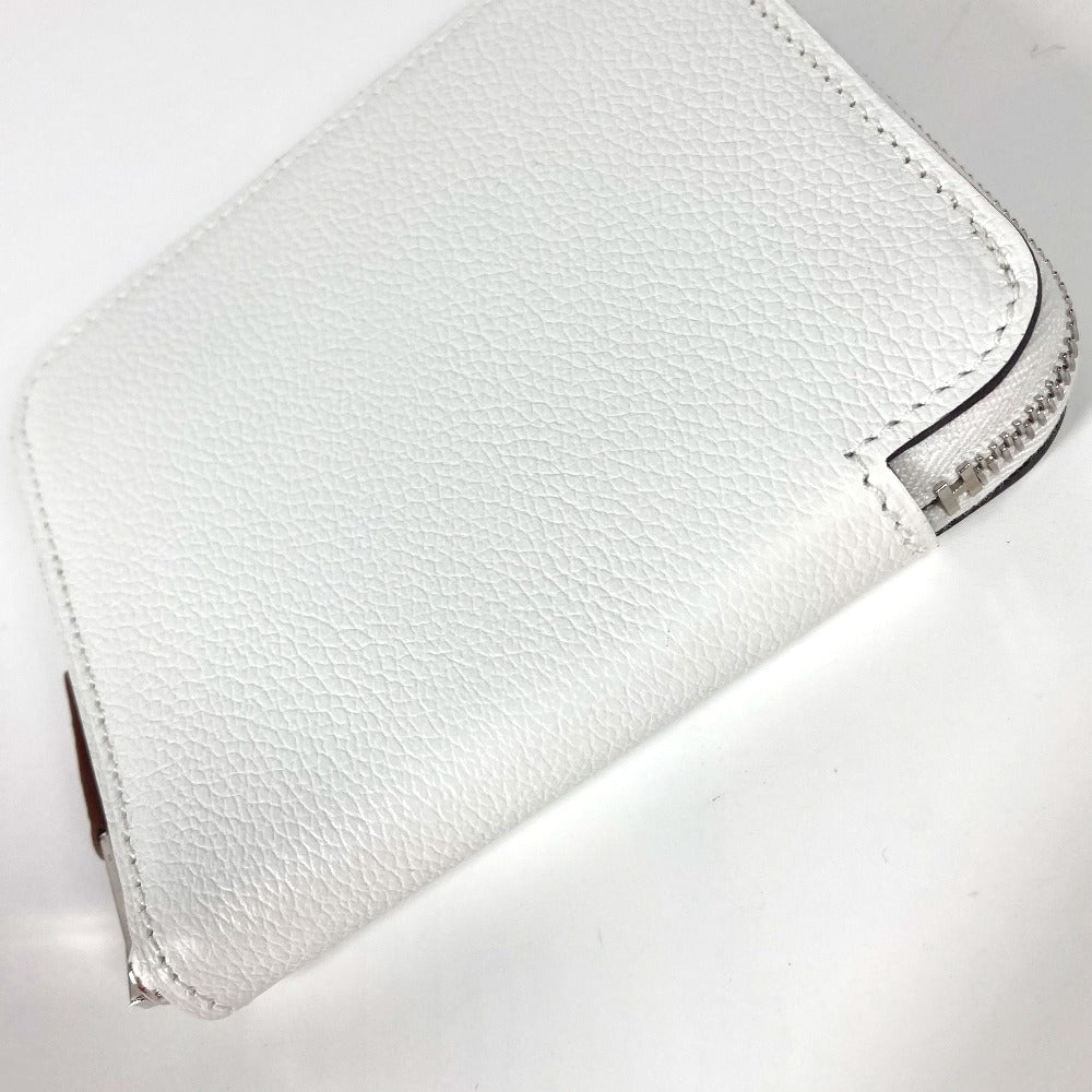 HERMES Coin case leather white Azap silk in compact