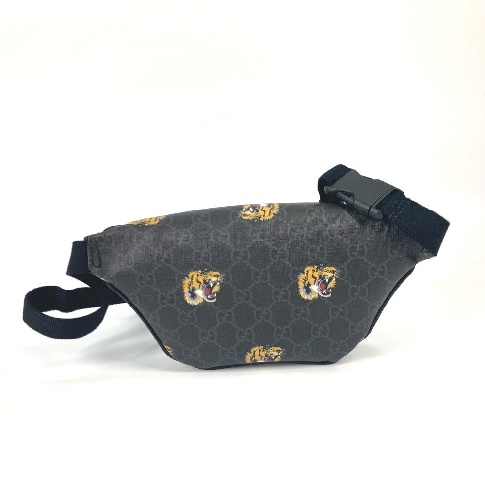 GUCCI Sling bag 675181 GG Supreme Canvas / Leather black GG Supreme tiger belt bag tiger mens