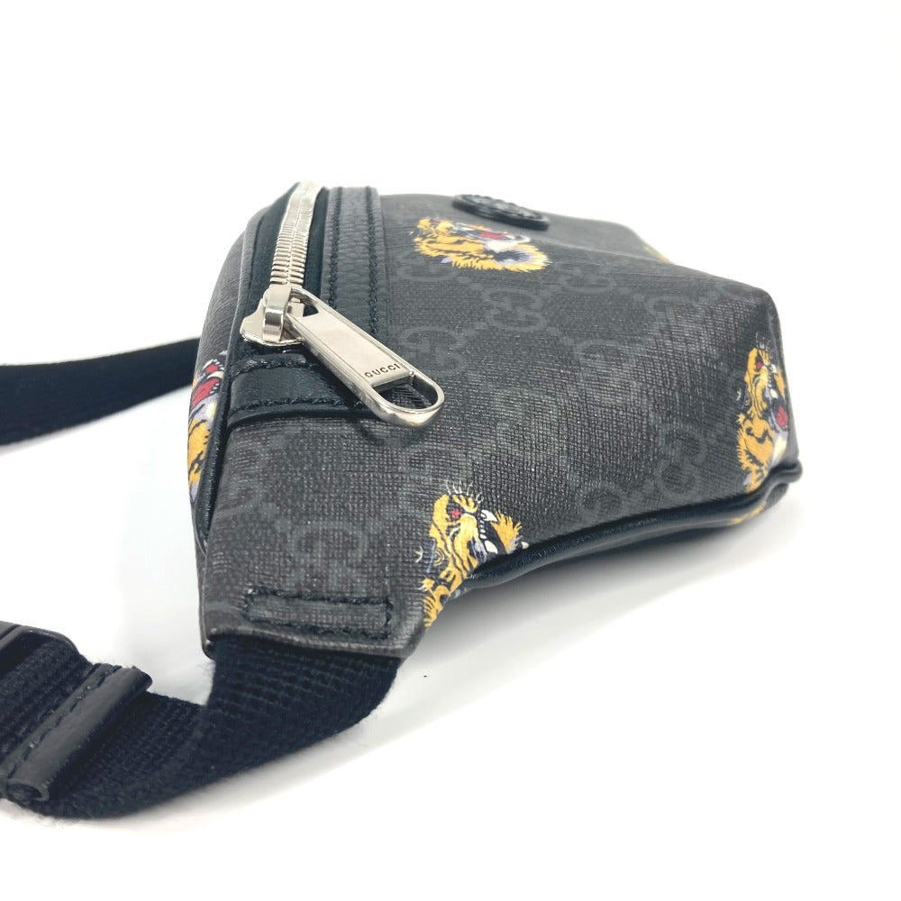 GUCCI Sling bag 675181 GG Supreme Canvas / Leather black GG Supreme tiger belt bag tiger mens