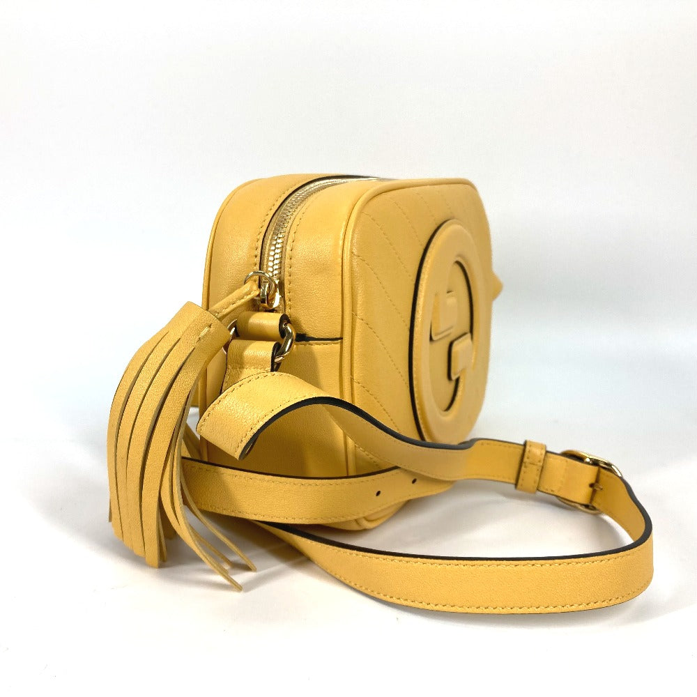 GUCCI Shoulder Bag 742360 leather yellow Round interlocking G tassel Blondy Women