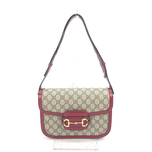 GUCCI Shoulder Bag 602204 GG Supreme canvas, leather beige GG Supreme Horsebit 1955 Women