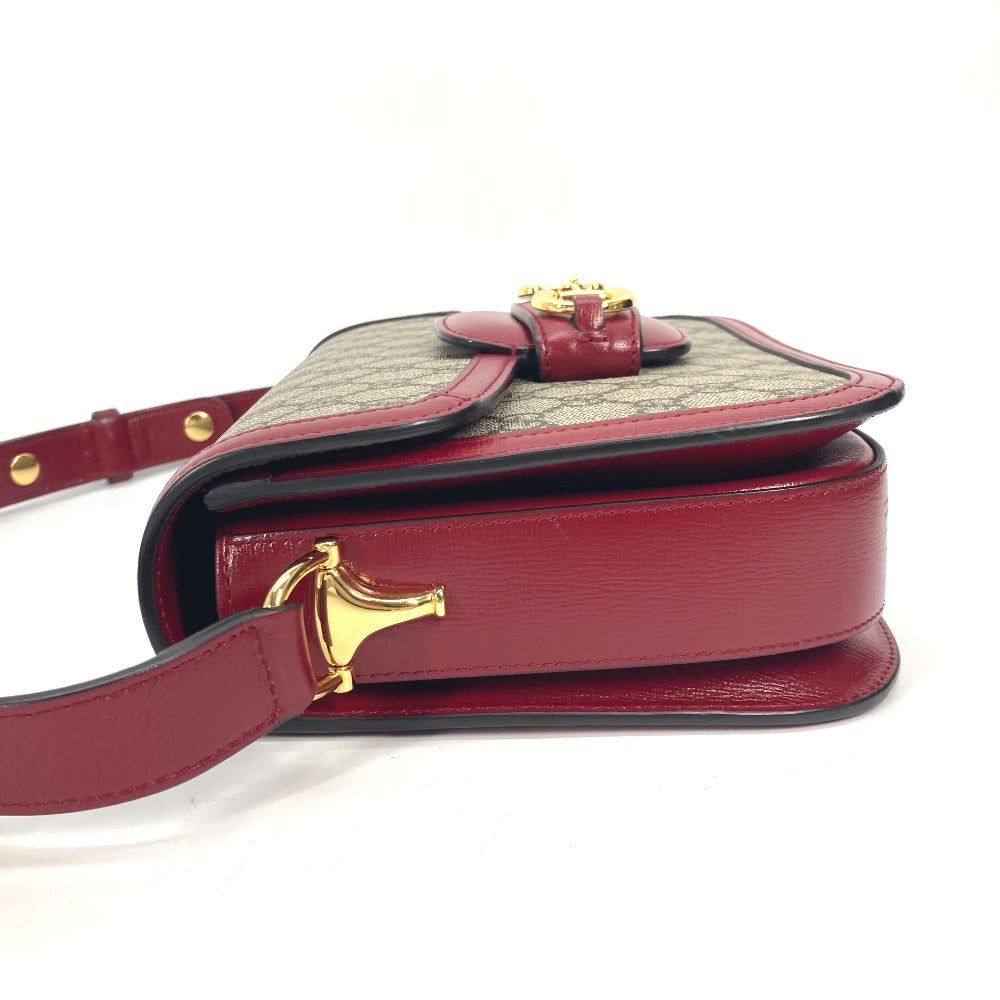 GUCCI Shoulder Bag 602204 GG Supreme canvas, leather beige GG Supreme Horsebit 1955 Women
