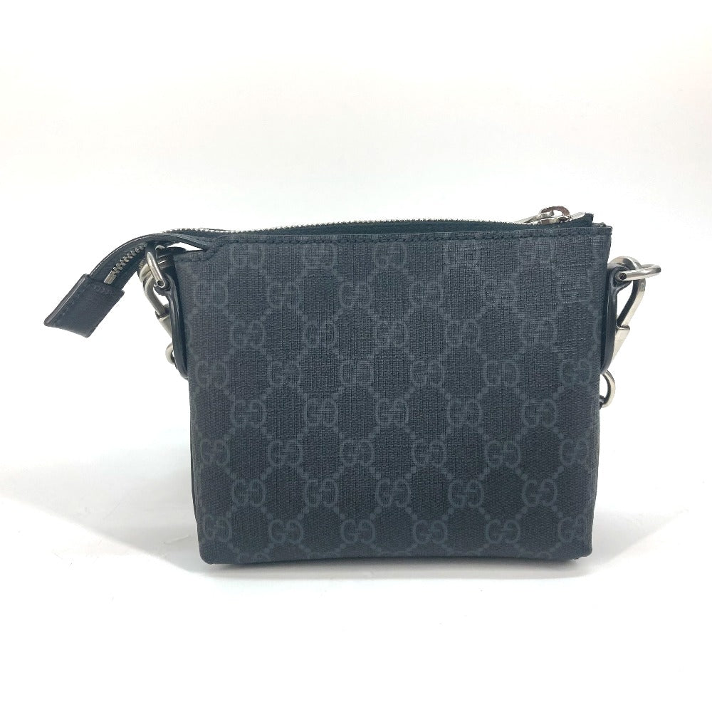 GUCCI Shoulder Bag 723306 PVC / Leather black 2WAY clutch bag pouch GG Supreme Interlocking G mens