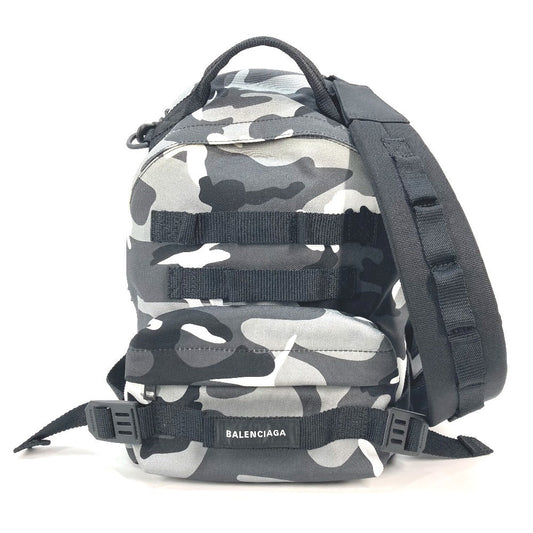 BALENCIAGA Backpack 6440312 canvas Gray x black Camouflage camouflage Army mens