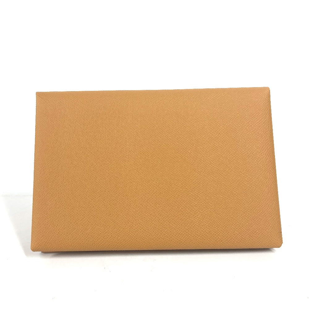 HERMES Clutch bag Epsom Brown x pink With porch Calvi GM