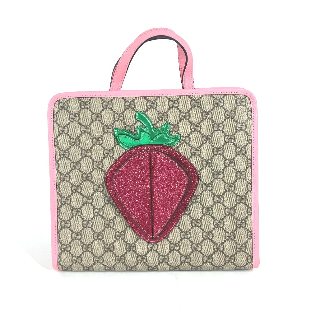 GUCCI Handbag 630589 GG Supreme canvas, leather pink Chilled license GG Supreme Strawberry Strawberry Glitter Kids