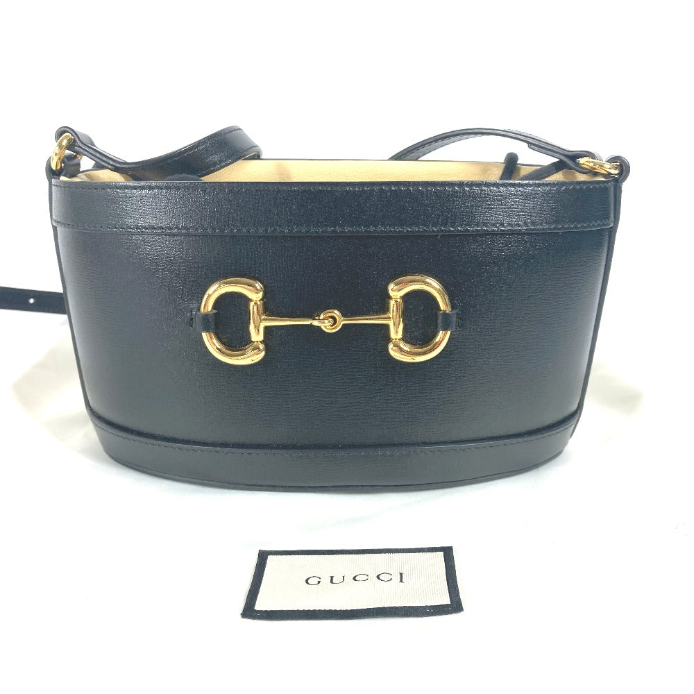 GUCCI Shoulder Bag 602118 leather black purse Horsebit Women