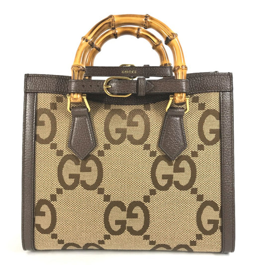 GUCCI Shoulder Bag 660195 GG canvas / leather beige Gucci Diana Bamboo Jumbo GG Small Tote Bag Women