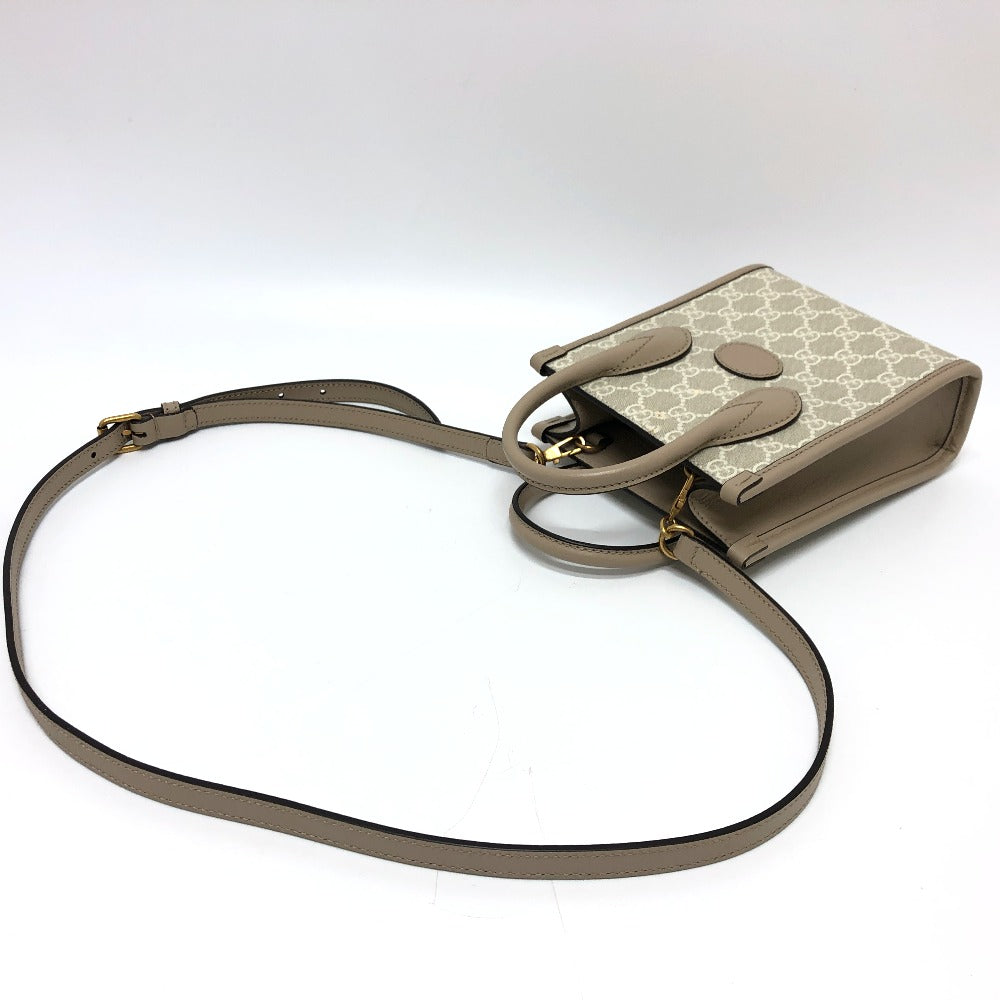 GUCCI Shoulder Bag 671623 GG Supreme Canvas light beige GG Supreme Interlocking G Mini Tote Bag Women