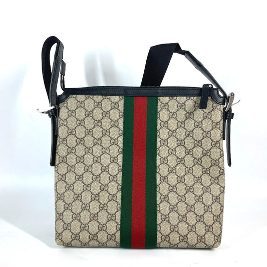 GUCCI Shoulder Bag 387111 GG Supreme Canvas Beige x black GG Supreme Shelly Line Web Line unisex(Unisex)