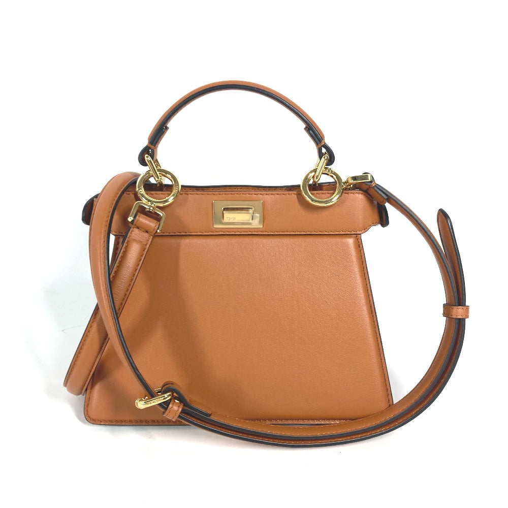 FENDI Shoulder Bag 8BN335 leather Brown Peekaboo ISeeU Petit