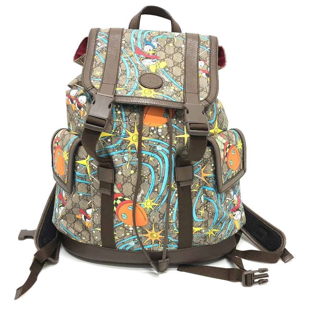 GUCCI Backpack 645051 GG Supreme Canvas Beige x brown x blue GG Supreme Donald Duck DISNEY