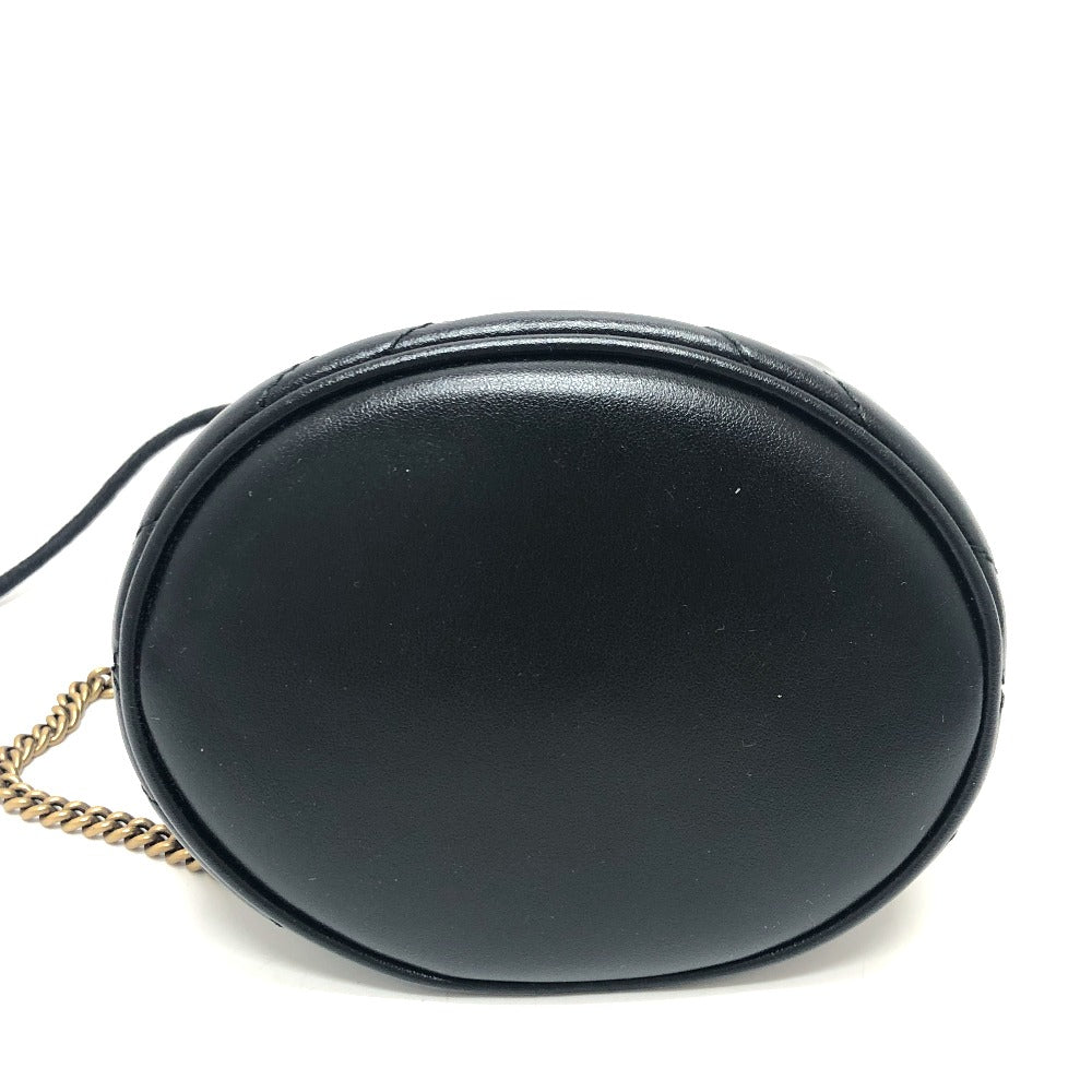 GUCCI Shoulder Bag 575163 leather black GG Marmont Double G Mini Bucket Bag Women
