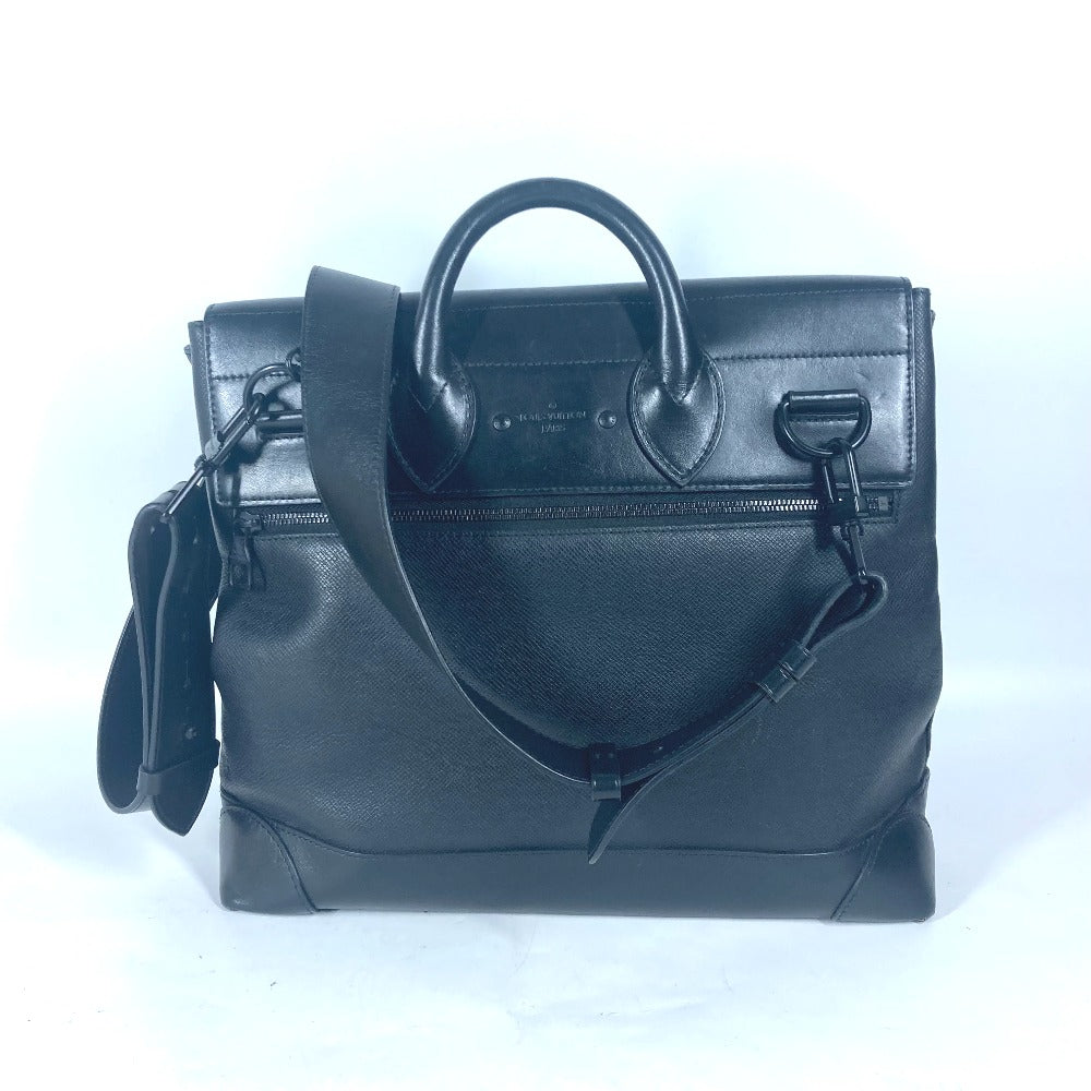 LOUIS VUITTON Handbag Taiga Leather black Taiga rainbow Steamer PM