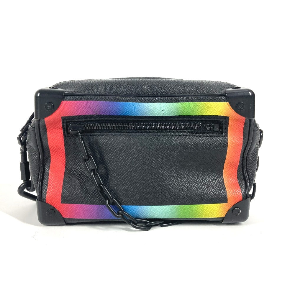 LOUIS VUITTON Shoulder Bag Taiga Leather black Taiga rainbow Mini soft trunk