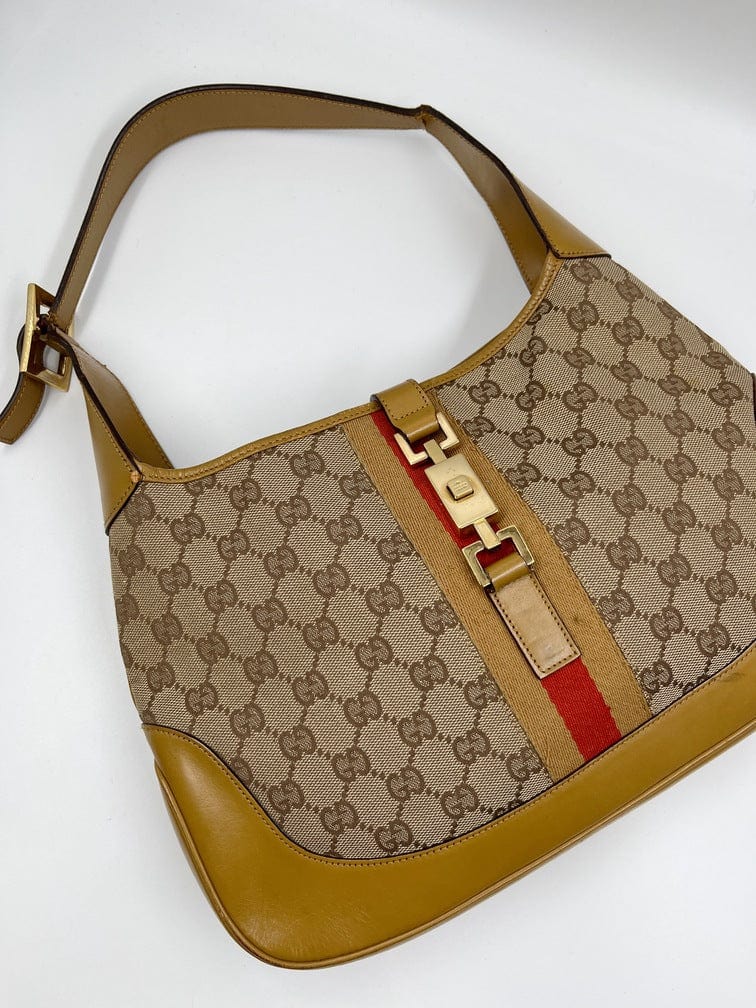 Gucci Jackie Leather Canvas Shoulder Bag Style 24