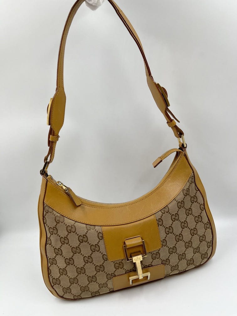 Gucci Jackie Leather Canvas Shoulder Bag Style 19