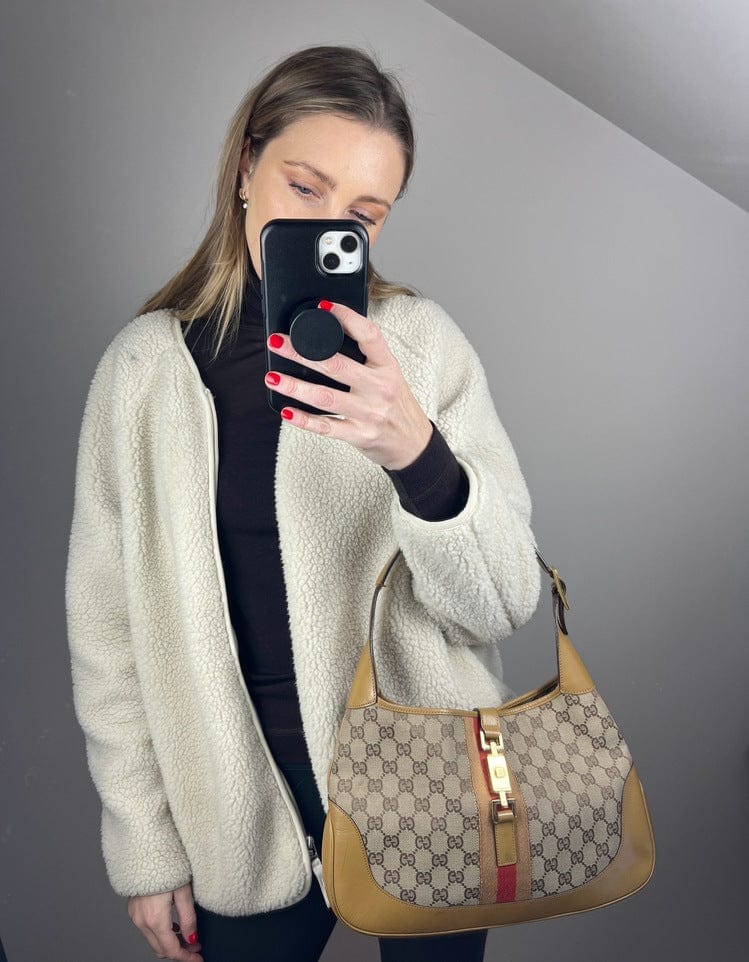 Gucci Jackie Leather Canvas Shoulder Bag Style 24