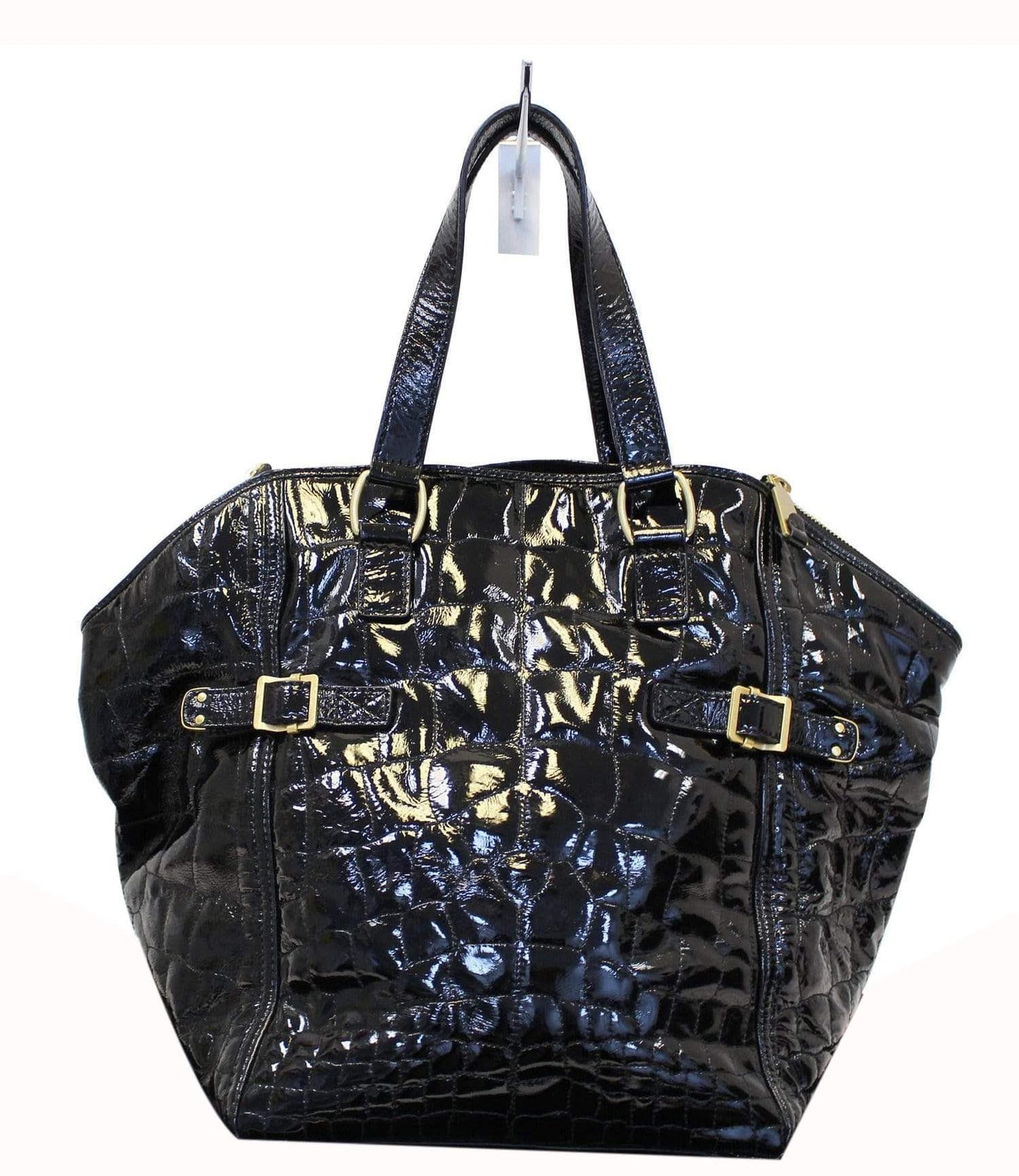 SAINT LAURENT Black Patent Leather Downtown Medium Tote Bag - Last Call