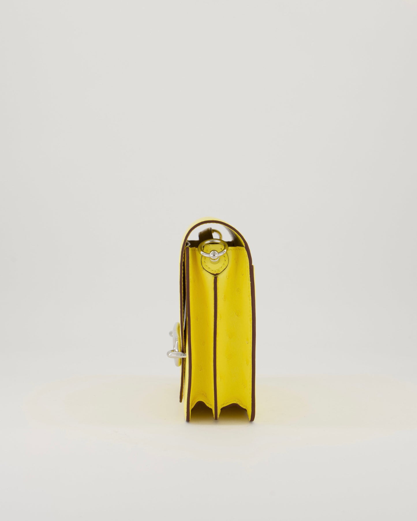 Hermes Mini Roulis 18 in Jaune Citron Ostrich Leather with Palladium Hardware