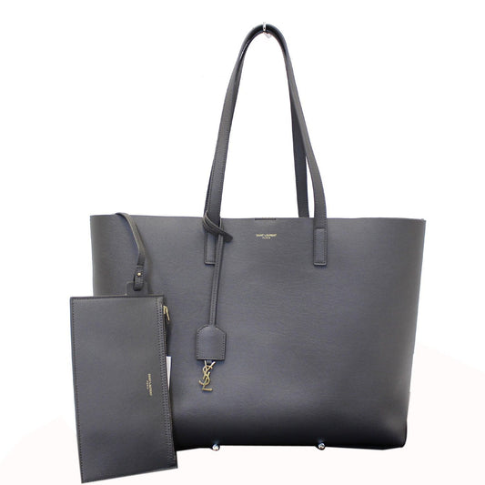 Saint Laurent Leather Shopping Tote Bag Grey
