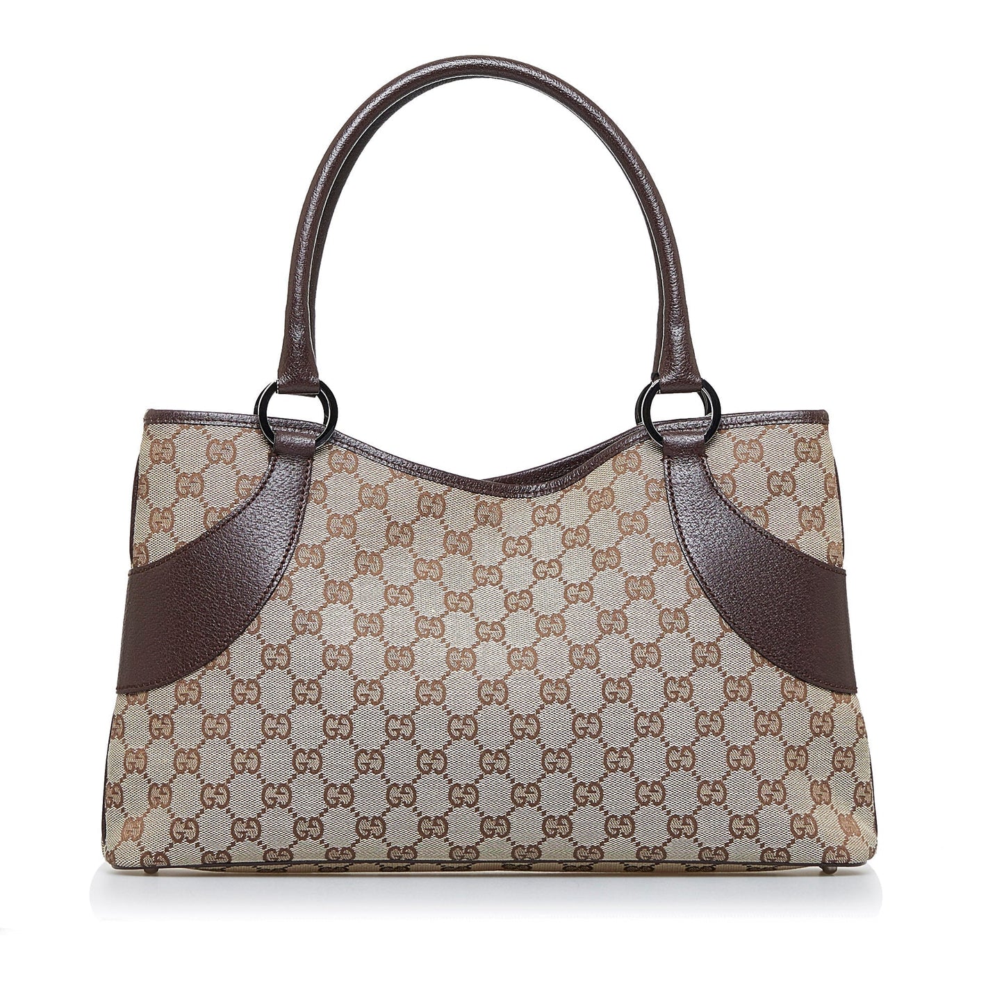 Gucci Brown Leather Canvas Tote Style 35