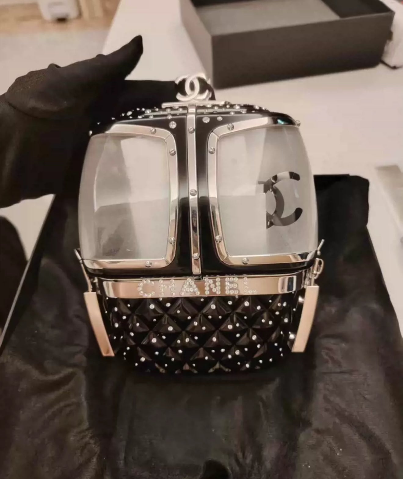 CHANEL 2019 GONDOLA MINAUDIÃRE EVENING CLUTCH BAG BLACK