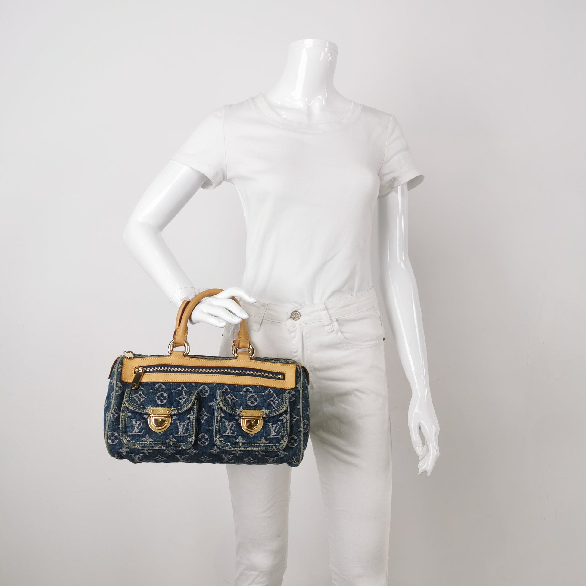 Louis Vuitton Blue Denim Neo Boston Bag