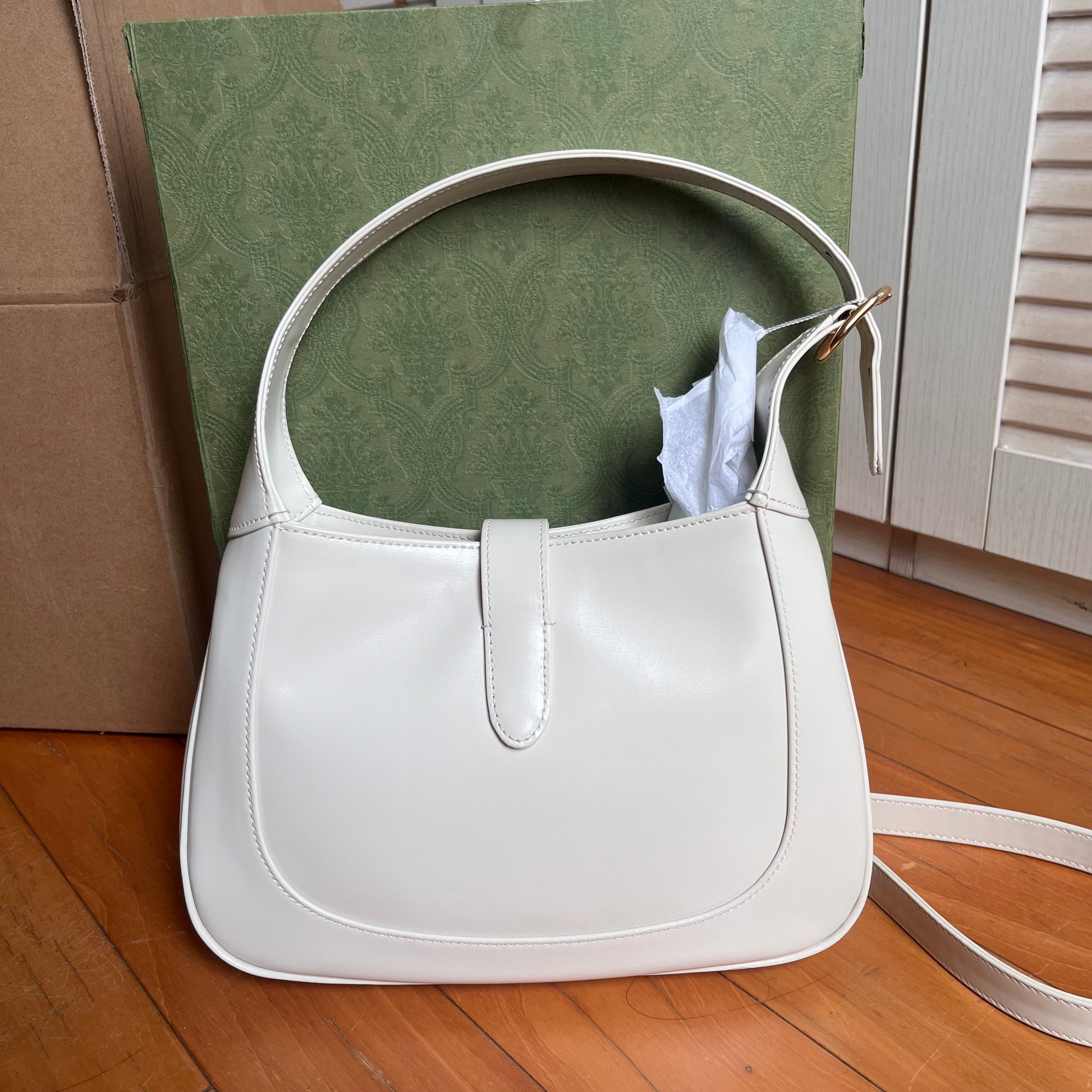 Gucci Jackie 1961 Small Leather Bag with Adjustable Strap White