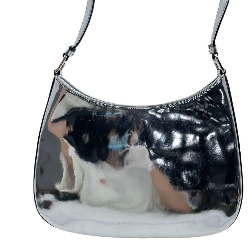 Prada Cleo Silver leather shoulder bag