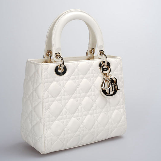 Christian Dior White Lady Dior Medium Bag