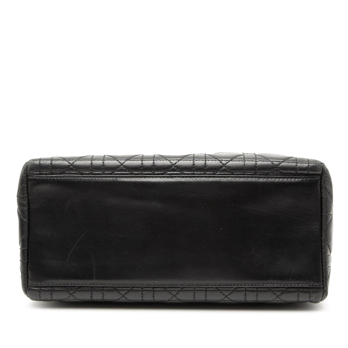 Black Dior Medium Lambskin Cannage Lady Dior Satchel