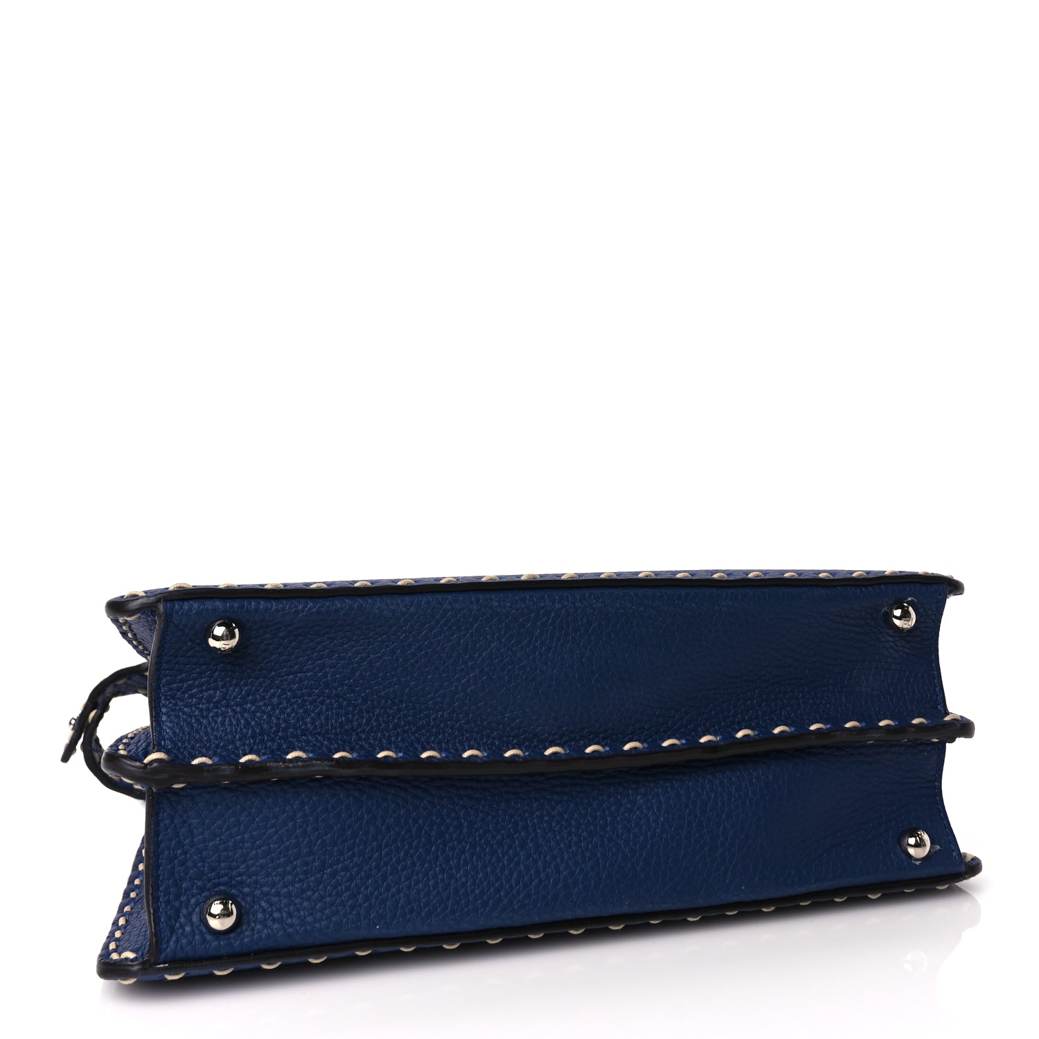 Fendi Vitello Granato Camoscio Selleria Macro Stitchings Medium Peekaboo I SEE U Satchel Blue Cyan