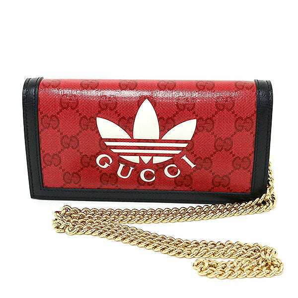 GUCCI Shoulder Bag 621892 GG crystal canvas Red "GUCCI x adidas" Wallet with Chain