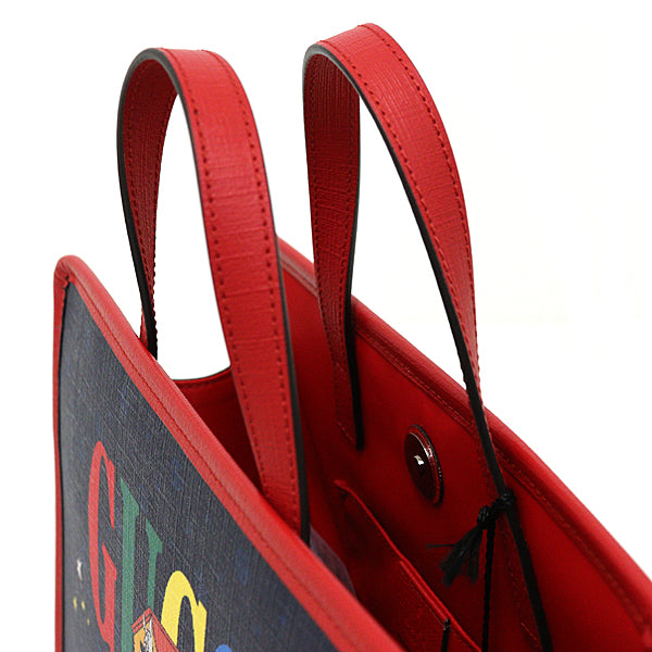 GUCCI Tote Bag 605614 GG Supreme Canvas Navy red Handbag Children's GG Print Women