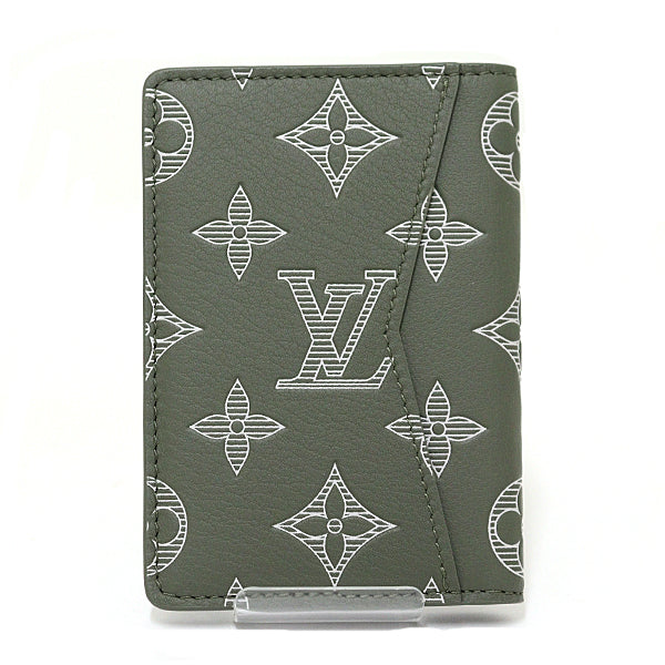 LOUIS VUITTON Card Case leather Khaki green Organizer De Poch mens