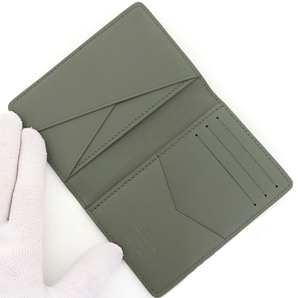 LOUIS VUITTON Card Case leather Khaki green Organizer De Poch mens