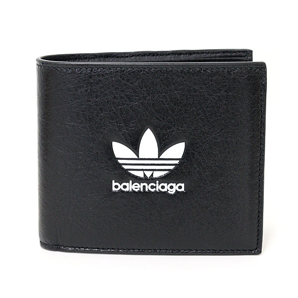 BALENCIAGA Bifold Wallet 721898 leather black Adidas collaboration mens