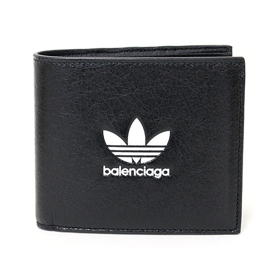 BALENCIAGA Bifold Wallet 721898 leather black Adidas collaboration mens
