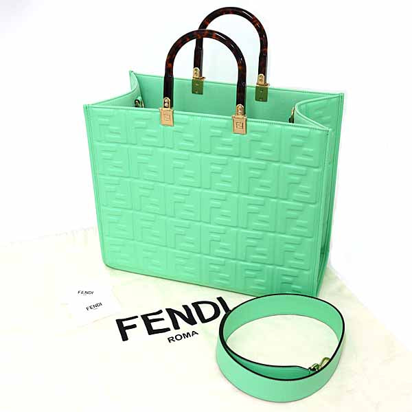 FENDI Tote Bag 8BH386 Smooth Rubbed green Sunshine Medium