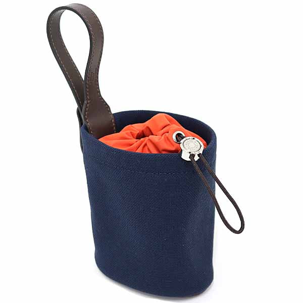 HERMES Pouch Coated canvas Navy Treats