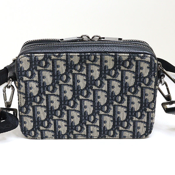 Dior Shoulder Bag 2OBBC119 Jacquard Navy Oblique With Strap Zip Pouch