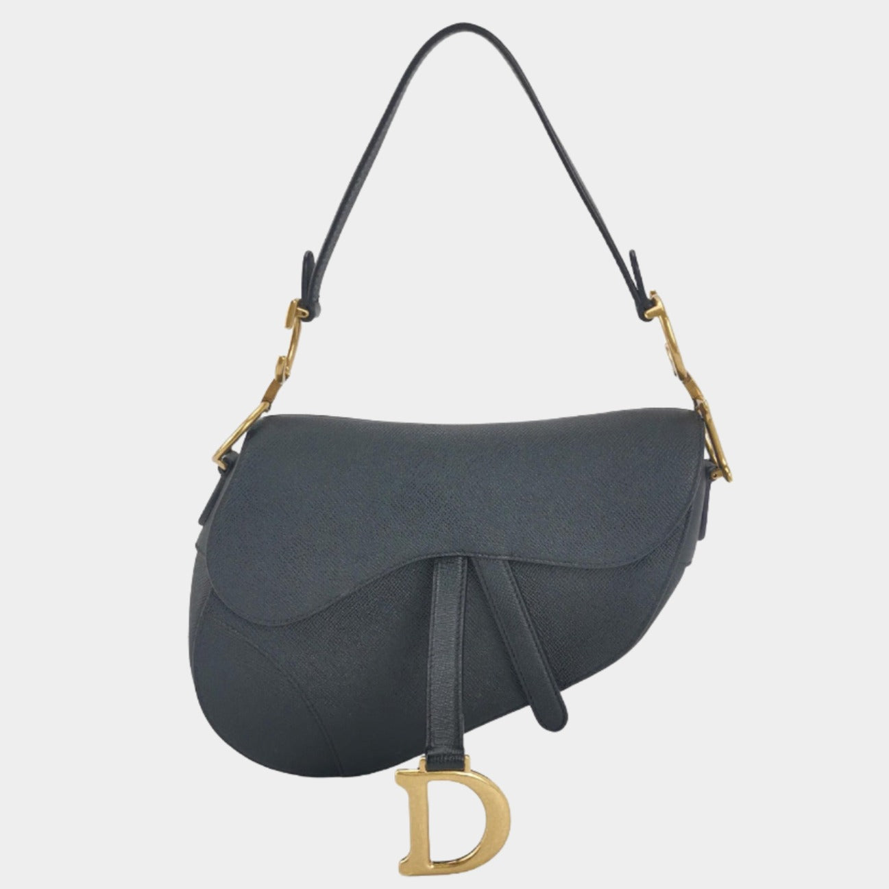 Dior Saddle Black Medium Grained Leather Handbag