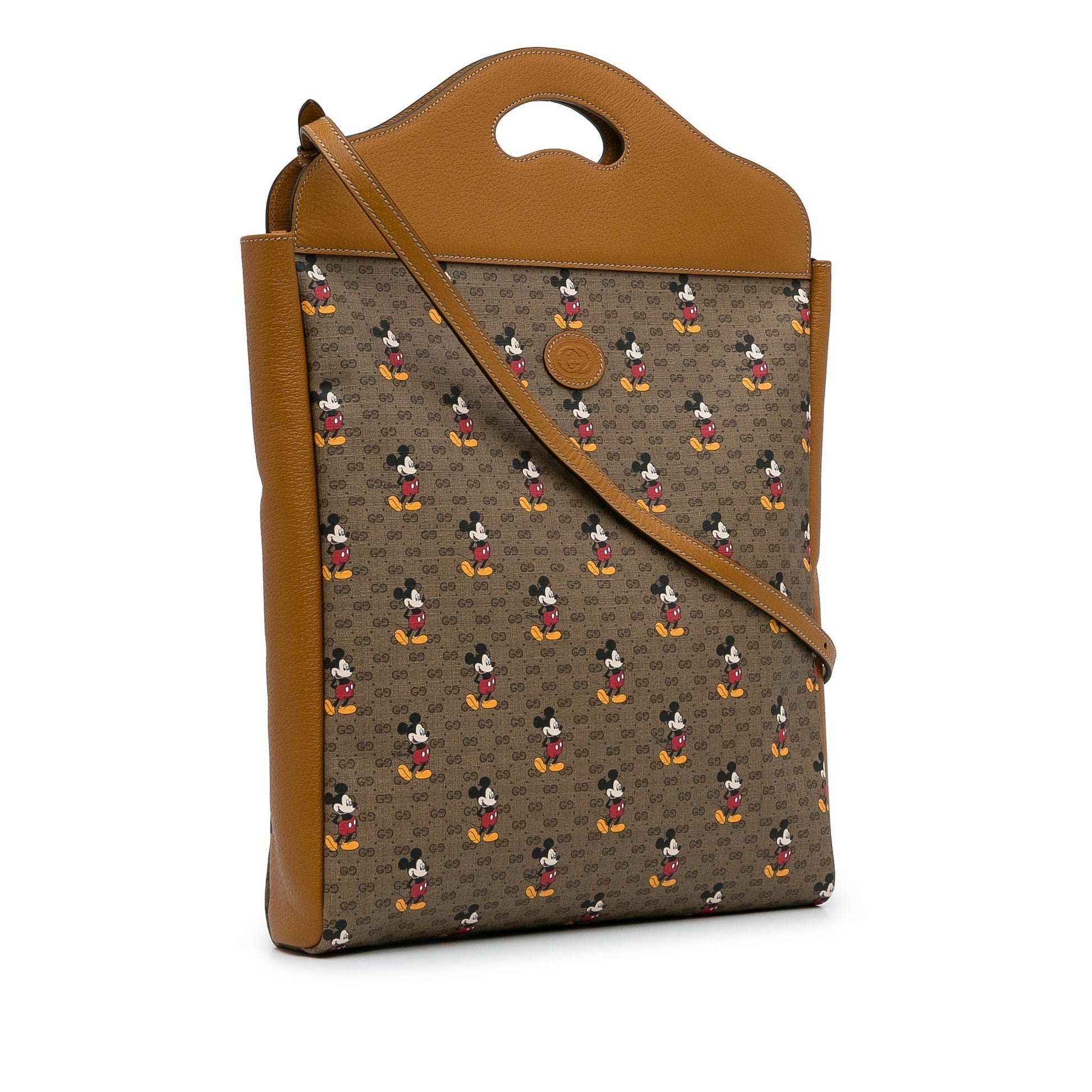 Gucci Brown Leather Canvas Tote Style 19